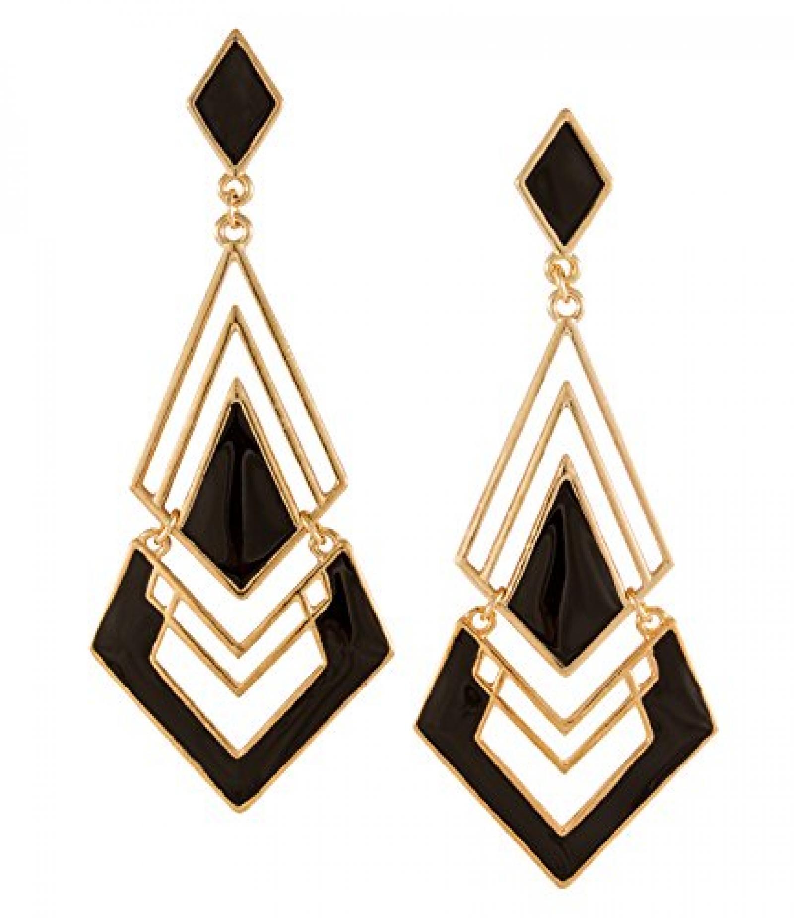 SIX "Grunge It" lange, goldene Ohrstecker mit schwarzer Beschichtung (393-532) 